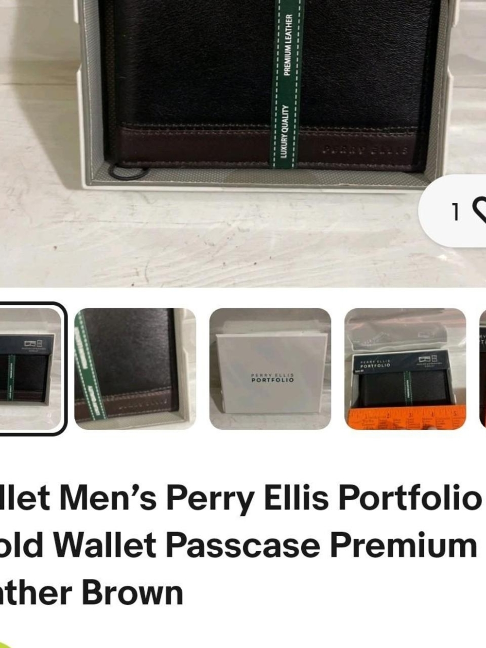 Perry Ellis Black with Brown Trim Leather Card & Key Holder